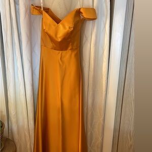 Elegant Satin Bridesmaids Dress in Gold
